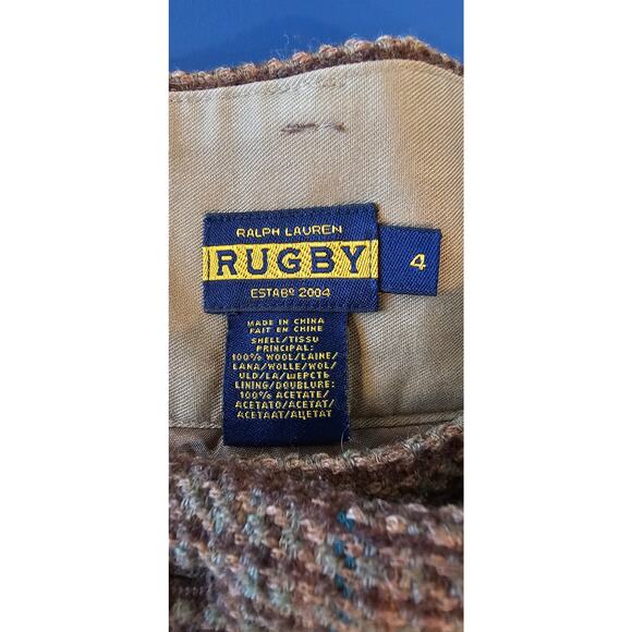 Polo‎ Ralph Lauren Rugby 100% Wool Brown Flared Mini Skirt Dark Academia Sz 4 - Picture 7 of 7
